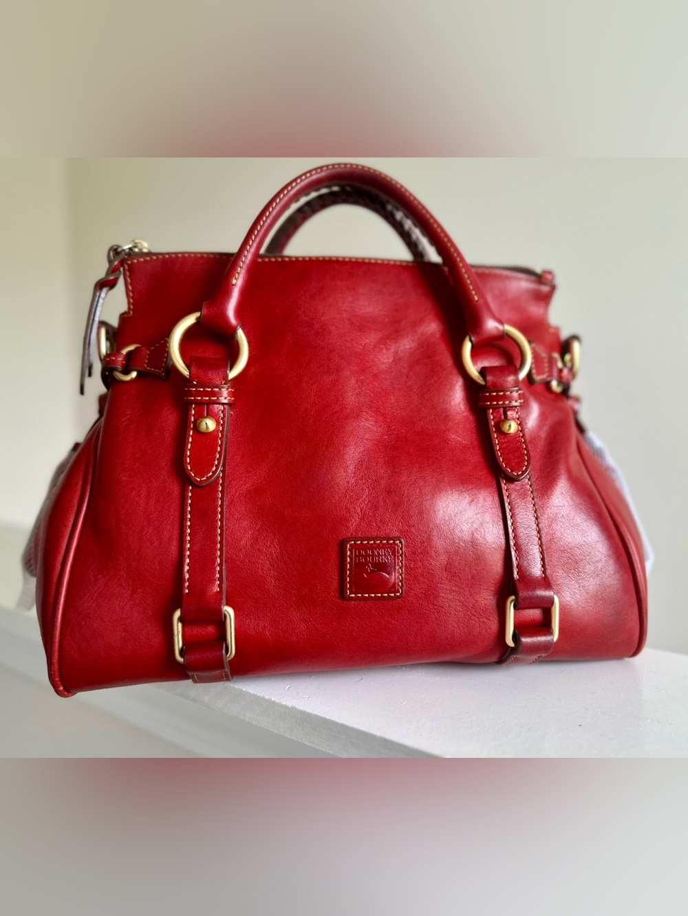 Dooney & Bourke Vintage Red Florentine Satchel EUC - Picture 11 of 15